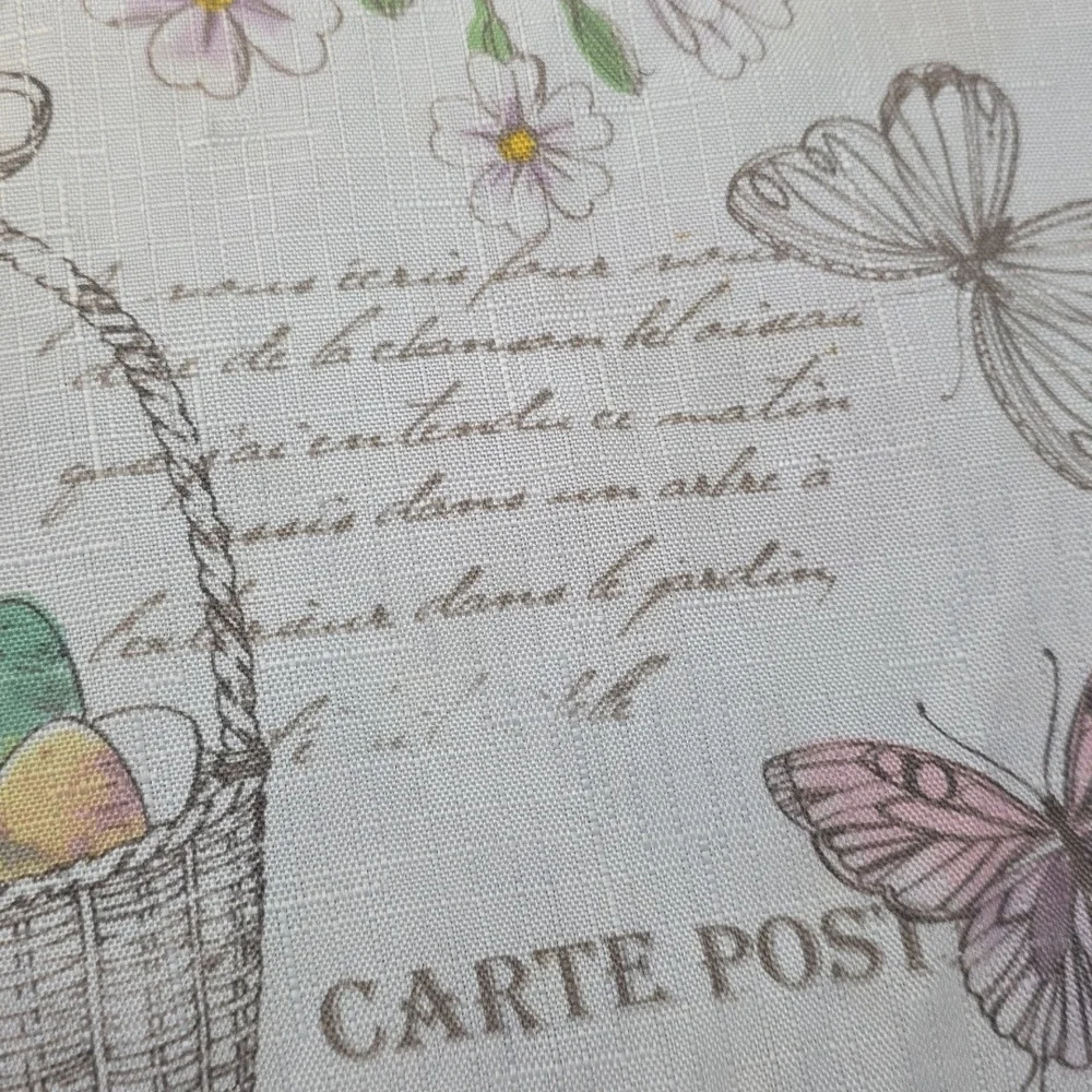 Easter Themed Tablecloth Oval*66x60*Rabbits Eggs Baskets Birds Cream/Pastels EUC